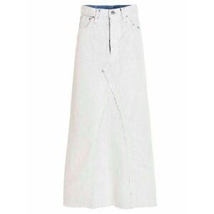 Maison Margiela Women's 38 White Painted Denim Jean Maxi Skirt Bianchetto